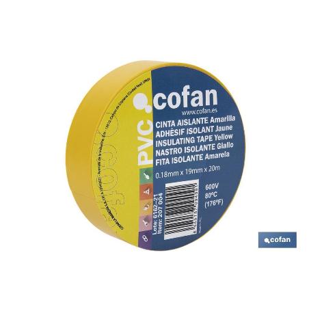 CINTA AISLANTE 180 MICRAS AMARILLA 19MMX20 METROS VENTA UNITARIA