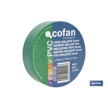 CINTA AISLANTE 180 MICRAS VERDE 19MMX20 METROS   CAJA 10 UNID.