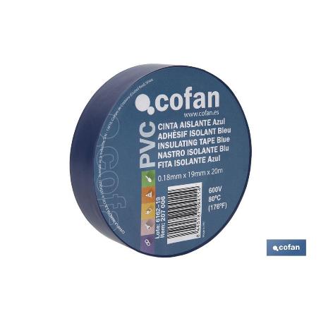 CINTA AISLANTE 180 MICRAS AZUL 19MMX20 METROS VENTA UNITARIA