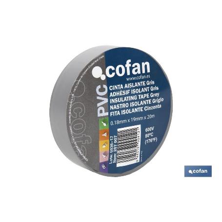 CINTA AISLANTE 180 MICRAS GRIS 19MMX20 METROS   CAJA 10 UNID.