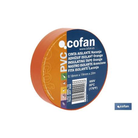 CINTA AISLANTE 180 MICRAS NARANJA 19MMX20 METROS   CAJA 10 UNID.