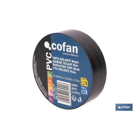 CINTA AISLANTE 180 MICRAS NEGRA 25 MM X 25 M   CAJA 8 UNID.