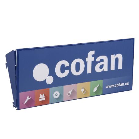 CARTELA CON LOGO COFAN 500X200MM EXP.PERFORADO