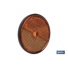 CATADIÓPTRICO REDONDO ÁMBAR Ø60 MM CON AGUJERO SIN TORNILLO CON ADHESIVO