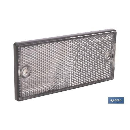 CATADIÓPTRICO RECTANGULAR BLANCO 106 X 50 MM CON AGUJERO SIN TORNILLO CON ADHESIVO