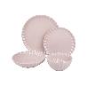 VAJILLA DE PORCELANA EN RELIEVE COLOR ROSA NUDE ESMALTADO 16 PIEZAS
