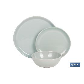 VAJILLA DE CERÁMICA VERDE ESMALTADA CON DISEÑO IRREGULAR 12 PIEZAS