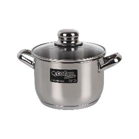 OLLA  INOX INDUCCIÓN 6.9 L MOD POLENTA TAPA DE VIDRIO Ø240 MM