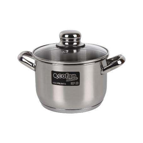 OLLA  INOX INDUCCIÓN 6.9 L MOD POLENTA TAPA DE VIDRIO Ø240 MM