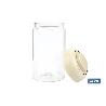 BOTE DE VIDRIO BOROSILICATO CON TAPA BEIGE GAMA LAUREL 1000 ML