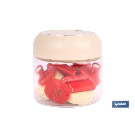 BOTE DE VIDRIO BOROSILICATO CON TAPA BEIGE GAMA LAUREL 400 ML