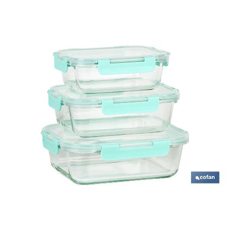 SET DE 3 RECIPIENTES DE BOROSILICATO MODELO AGATHA 640 ML -1040 ML-1520 ML