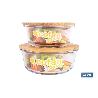 SET DE 2 RECIPIENTES DE BOROSILICATO CON TAPA DE BAMBÚ MODELO PANDA 620 ML - 950 ML
