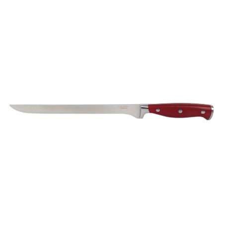 CUCHILLO JAMONERO/SALMONERO HOJA 25CM MODELO AGUACEJO ROJO