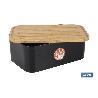PANERA CON TAPA DE BAMBÚ COLOR NEGRO/MADERA 36 X 24 X13 CM