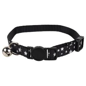 COLLAR CON CASCABEL GATOS NEGRO 1 CM X 32 CM