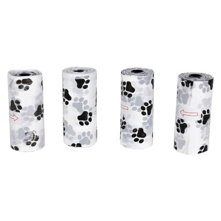 PACK 4 ROLLOS BOLSAS DE BASURA PARA EXCREMENTOS DE MASCOTAS 15 UNIDADES CADA ROLLO 35,5 X 23 CM