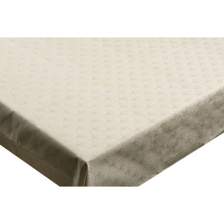 MANTEL ANTIMANCHAS RESINADO CONFECCIONADO 1,40 X 1.80 M 50% PES 45% CO 5% LUREX LINEAS DE ORO