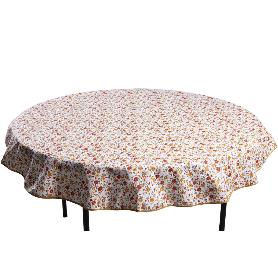 MANTEL REDONDO FLORECITA ANTIMANCHAS RESINADO CONFECCIONADO 50% ALGODÓN 50% POLIESTER 1,40 M
