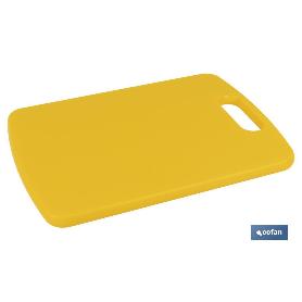 TABLA CORTE CON ASA AMARILLO 34X24X1.5CM MODELO CHIPS
