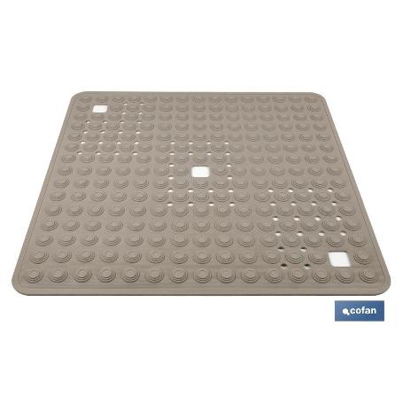 ALFOMBRA PLUS  ANTIDESLIZANTE CON VENTOSAS BAÑERA/ DUCHA BEIS PIEDRA 60 X 60 CM