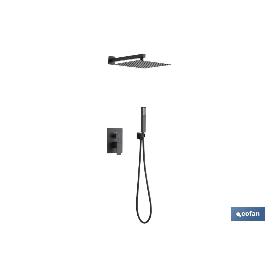 CONJUNTO DE DUCHA EMPOTRADA MONOMANDO CUADRADA NEGRO MATE