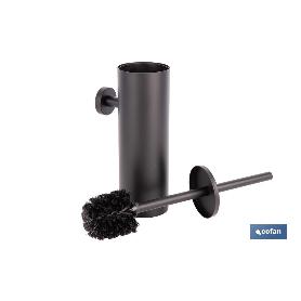 ESCOBILLERO DE PARED PARA INODORO NEGRO MATE DE ACERO GAMA RIBEIRA 9,1 X 12,9 X 39 CM