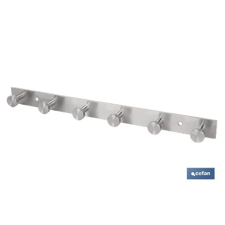 PERCHERO DE PARED DE ACERO INOXIDABLE 304 CON 6 POMOS 33,51 X 2,7 X 2,8 CM