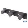 PERCHERO DE PARED NEGRO DE ACERO CON 3 POMOS 15,6 X 2,7 X 2,8 CM