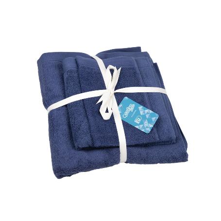 JUEGO DE 3  TOALLAS AZUL MARINO 580 G/M2 GAMA MARIN 30X50  50X100  70X140 CM