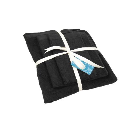 JUEGO DE 3  TOALLAS NEGRO 580 G/M2 GAMA BRILLANTE 30X50  50X100  70X140 CM