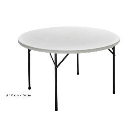 MESA REDONDA PLEGABLE BLANCA 120X74CM