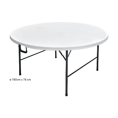 MESA REDONDA PLEGABLE BLANCA 180X74CM