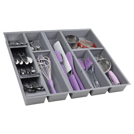 ORGANIZADOR PARA CAJÓN CON SEPARADORES DE COLOR GRIS 50 X 45 X 6,5 CM
