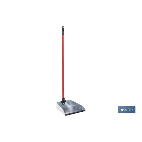 RECOGEDOR METÁLICO GALVANIZADO CON GOMA Y MANGO 83 X 24 CM