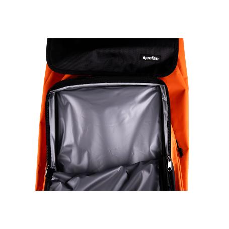 CARRO DE LA COMPRA NARANJA Y NEGRO ABATIBLE DE ALUMINIO CON 6 RUEDAS GIRATORIAS 53 L