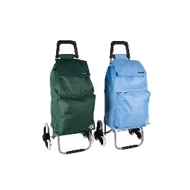 CARRO DE LA COMPRA AZUL PLEGABLE DE HIERRO CON 6 RUEDAS SUBE ESCALERAS 42 L