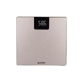 BÁSCULA DE BAÑO DIGITAL DE COLOR PIEDRA CON PANTALLA LED 30 X 30 X 2,2 CM