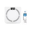 BÁSCULA DE BAÑO DIGITAL BLANCA CON PANTALLA LCD, USB Y MEDICIÓN IMC DE GRASA VISCERAL 30 X 30 X 2,2 CM