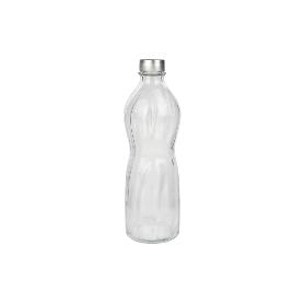 BOTELLA DE VIDRIO TRANSPARENTE TAPÓN ACERO INOXIDABLE 1 L VENTA UNITARIA