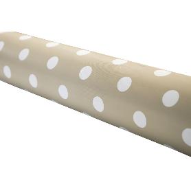 ROLLO DE MANTEL ANTIMANCHAS DE LUNARES BEIGE 1,40 X 20 M