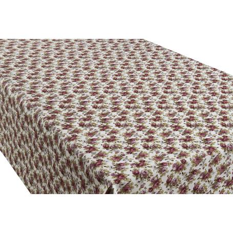 ROLLO DE MANTEL ANTIMANCHAS RESINADO 50% ALGODON/50% POLIESTER. ROSAS 1,40 X 25 M