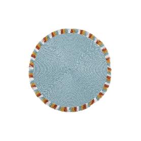 BAJOPLATO REDONDO DE COLOR AZUL MEDIDA 38 CM   CAJA 6 UNID.