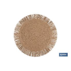 BAJOPLATO REDONDO FLECOS DE COLOR NATURAL MEDIDA 38 CM   CAJA 6 UNID.