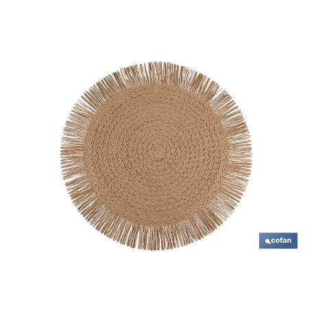 BAJOPLATO REDONDO FLECOS DE COLOR NATURAL MEDIDA 38 CM   CAJA 6 UNID.