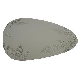 BAJOPLATO FORMA TRIANGULAR DE COLOR VERDE CLARO  ESTAMPADO  MEDIDA 45 X 36 CM   CAJA 6 UNID.