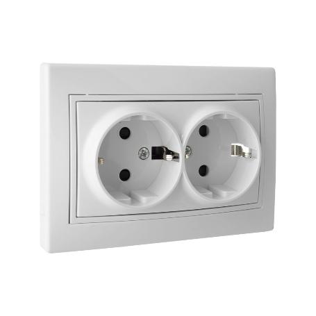 BASE DOBLE BIPOLAR MODELO PACIFIC 16A250V CON OBTURADOR Y EMBORNAMIENTO POR TORNILLO