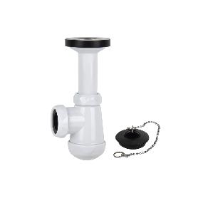 SIFÓN BOTELLA CORTO CON SALIDA Ø32-40 Y VÁLVULA LAVABO BIDÉ 1 1/4 X 70