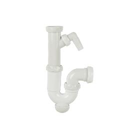 SIFÓN CURVO CON SALIDA Ø32-40, RACOR 1 1/2 Y TOMA AUXILIAR