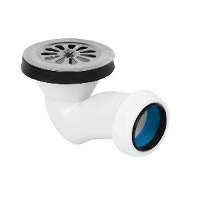 VÁLVULA SIFÓNICA PLATO DE DUCHA Ø60 CON SALIDA Ø32-40 Y REJILLA INOX.